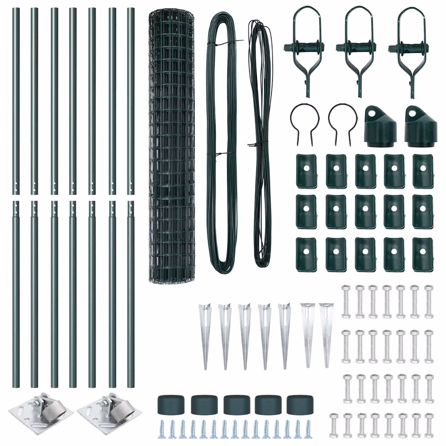 Berkfield Home Euro Fence with 7 Spike Posts, Galvanised Steel, Green and Silver, W: 10 m, H: 1.6 m – 4