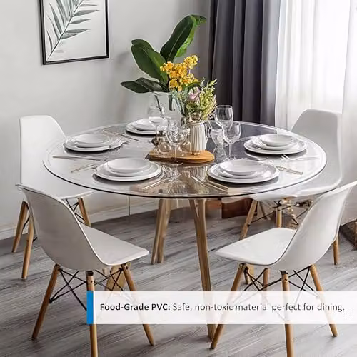 Nicoman Transparent Round PVC Tablecloth, Diameter: 100 cm – 5