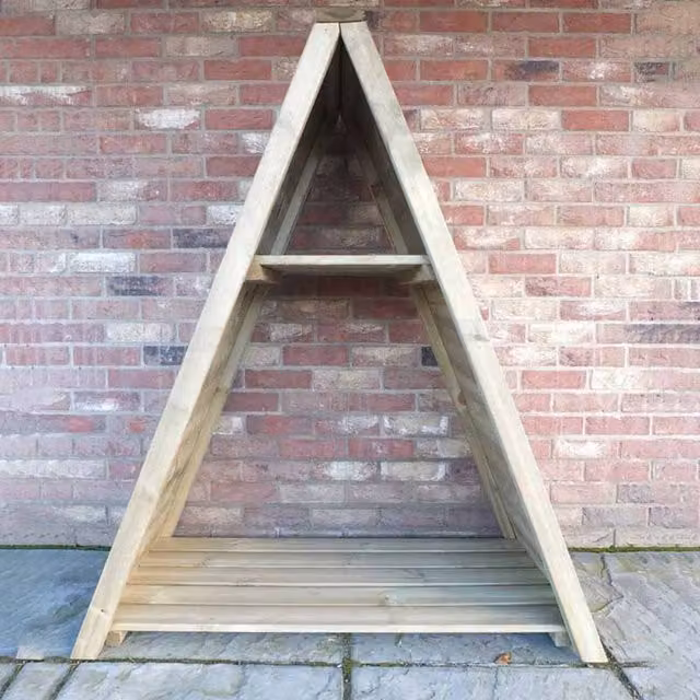 Shires Large Triangular Tongue and Groove Pressure Treated Wood Log Store in Light Brown W/D/H: 122.9 x 60.96 x 142.6 cm – 1