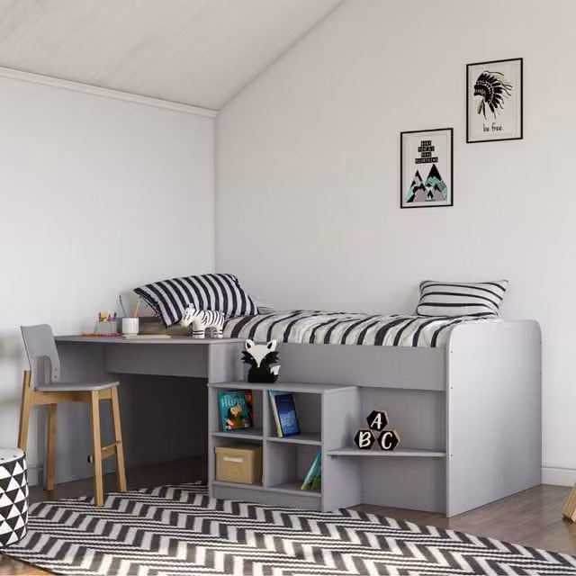 Kidsaw Ltd Single Cabin Pilot Storage Bed in Grey, W/D/H: 90 x 190 cm