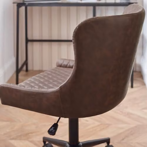 Julian Bowen Luxe Modern Upholstered Office Task Chair in Brown Synthetic Leather, W: 52 cm, D: 60 cm, H: 97 cm – 5