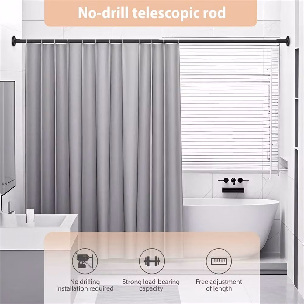 EONLION Black Extendable Telescopic Shower Curtain Tension Rod Rail – 5