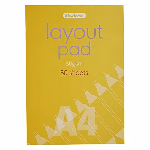 Stephens A4 Layout Pad with 50 Sheets of 50gsm White Paper for Sketching and Drawing
