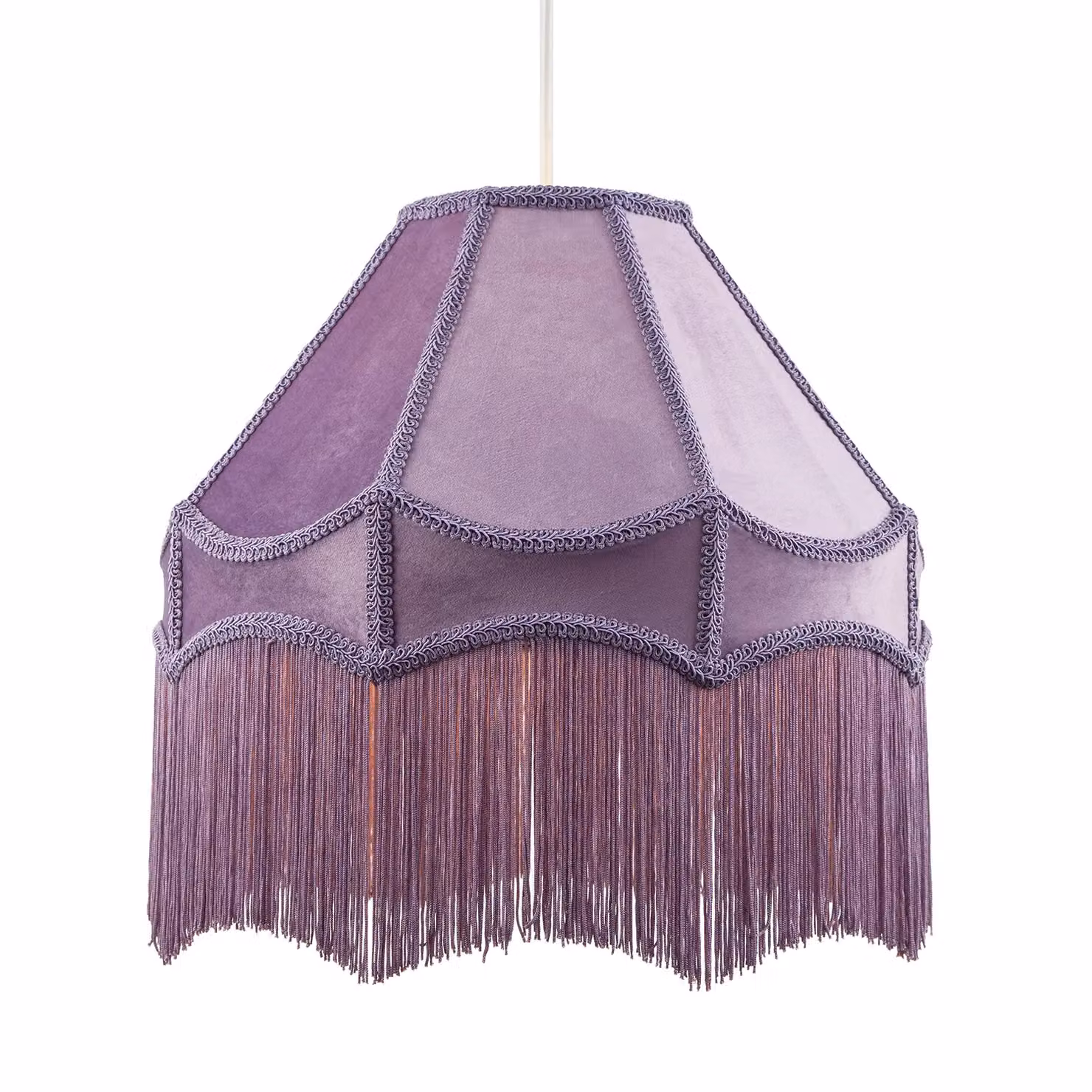 Happy Homewares Traditional Victorian Empire Soft Velvet Lamp Shade with Tassels in Lilac, Diameter: 40.64 cm – 2