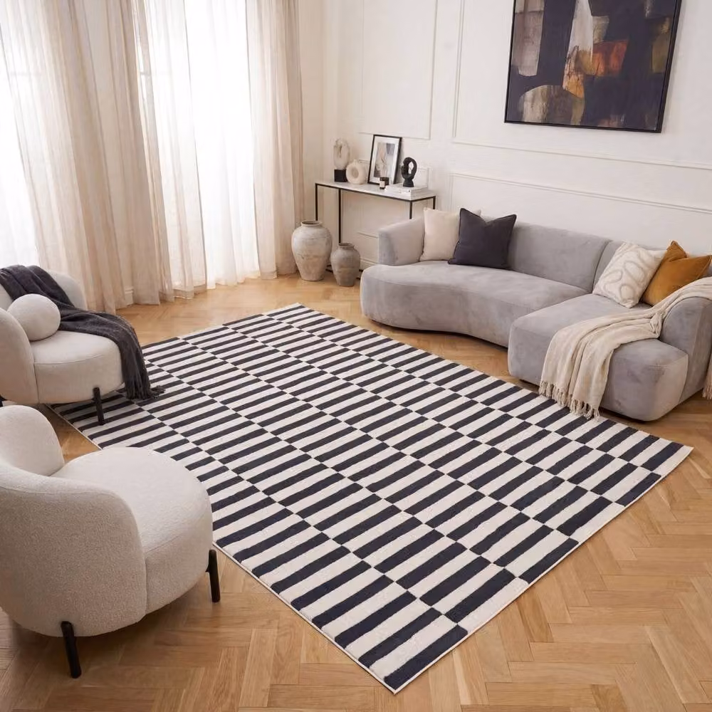 THE RUGS Loft Striped Soft Pile Area Rug and Runner in Navy Blue, W: 80 cm, L: 150 cm – 3