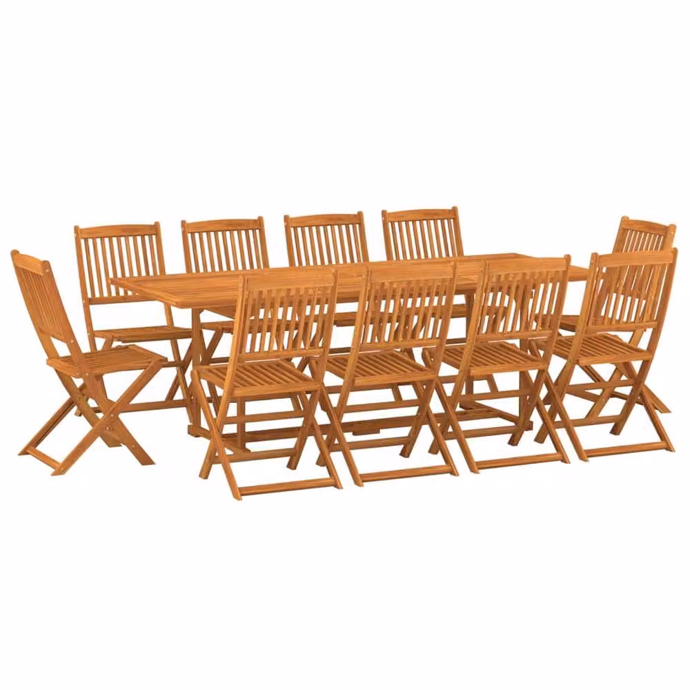 Berkfield Home 11 Piece Garden Dining Set in Brown Solid Acacia Wood – 2