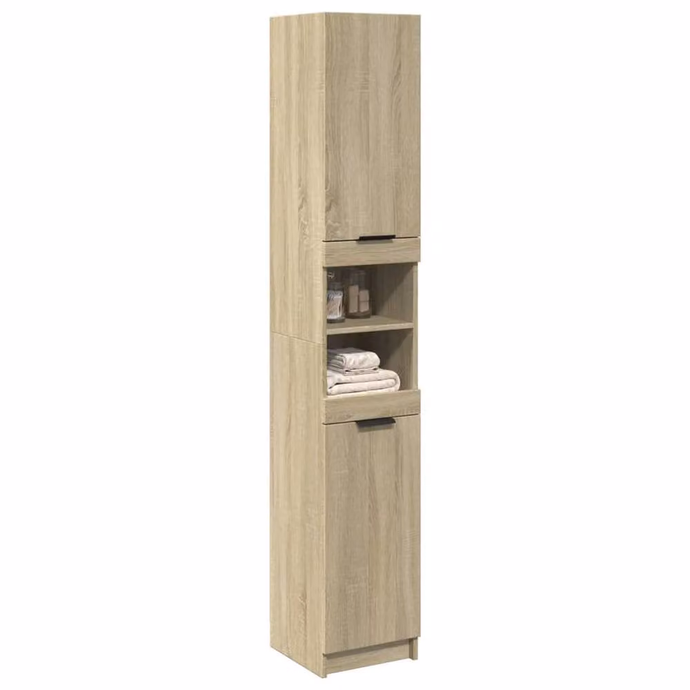 Berkfield Home Sonoma Oak Bathroom Cabinet, Light Oak, W/D/H: 32 x 34 x 188.5 cm – 2