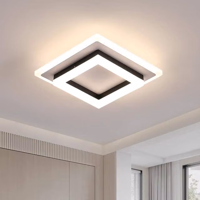 Goeco Modern Square LED Ceiling Light, 24W, 4500K, Black