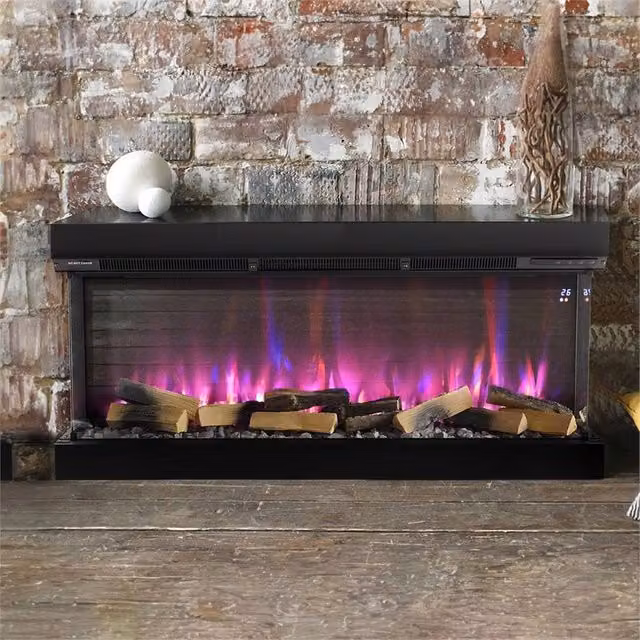 PAWNORA 50 inch Electric 3 Sided Media Fire Standing Heater in Black