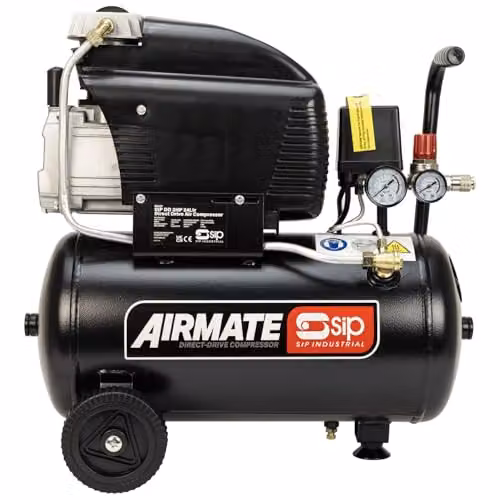 SIP Airmate Oil-Lubricated Direct Drive Air Compressor, 24L, 1.5kW, 8 Bar, Red and Black – 2