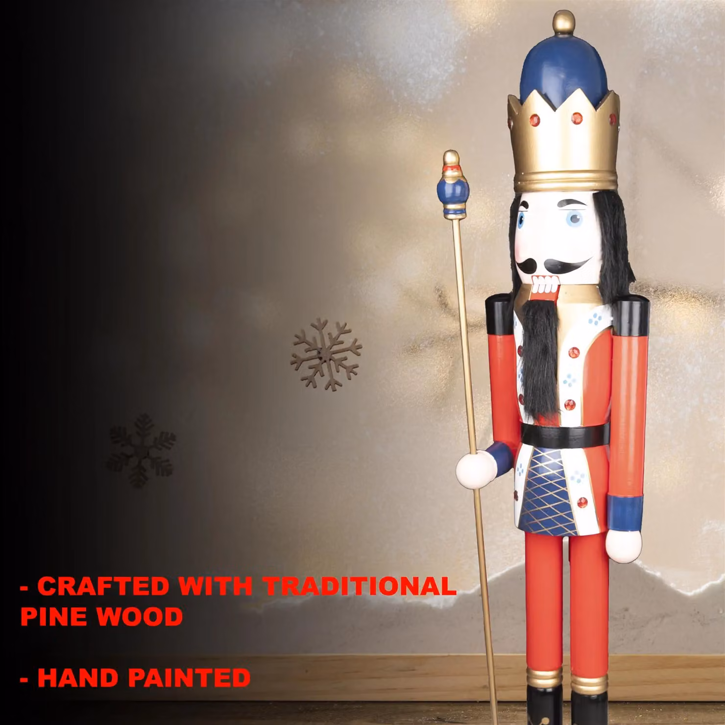 Shatchi Classic Red Wooden Nutcracker Christmas Ornament Figure, Height: 150 cm – 4