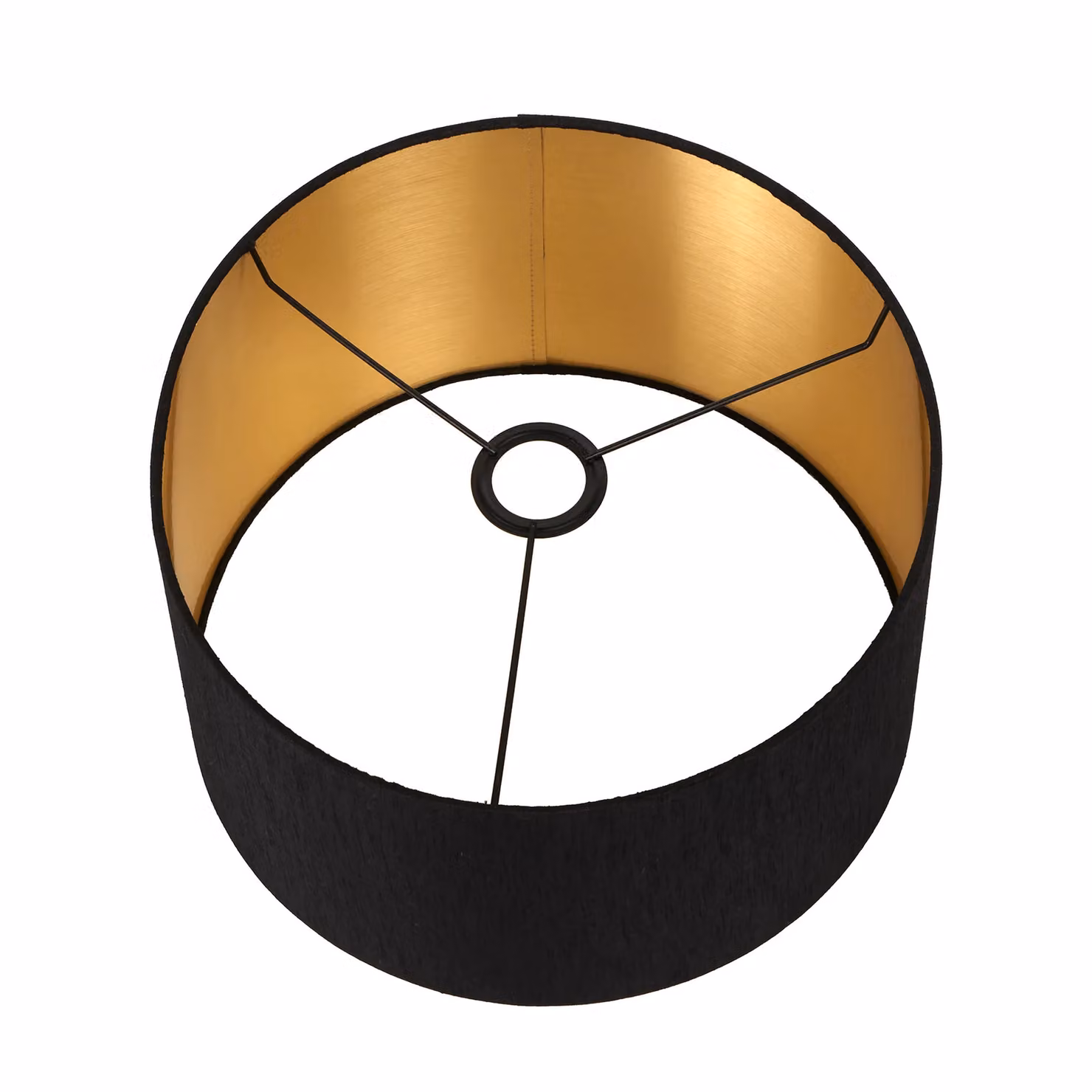 Ruma Black Slubbed Faux Silk Cylinder Lamp Shade with Gold Lining, Diameter: 30.48 cm – 3