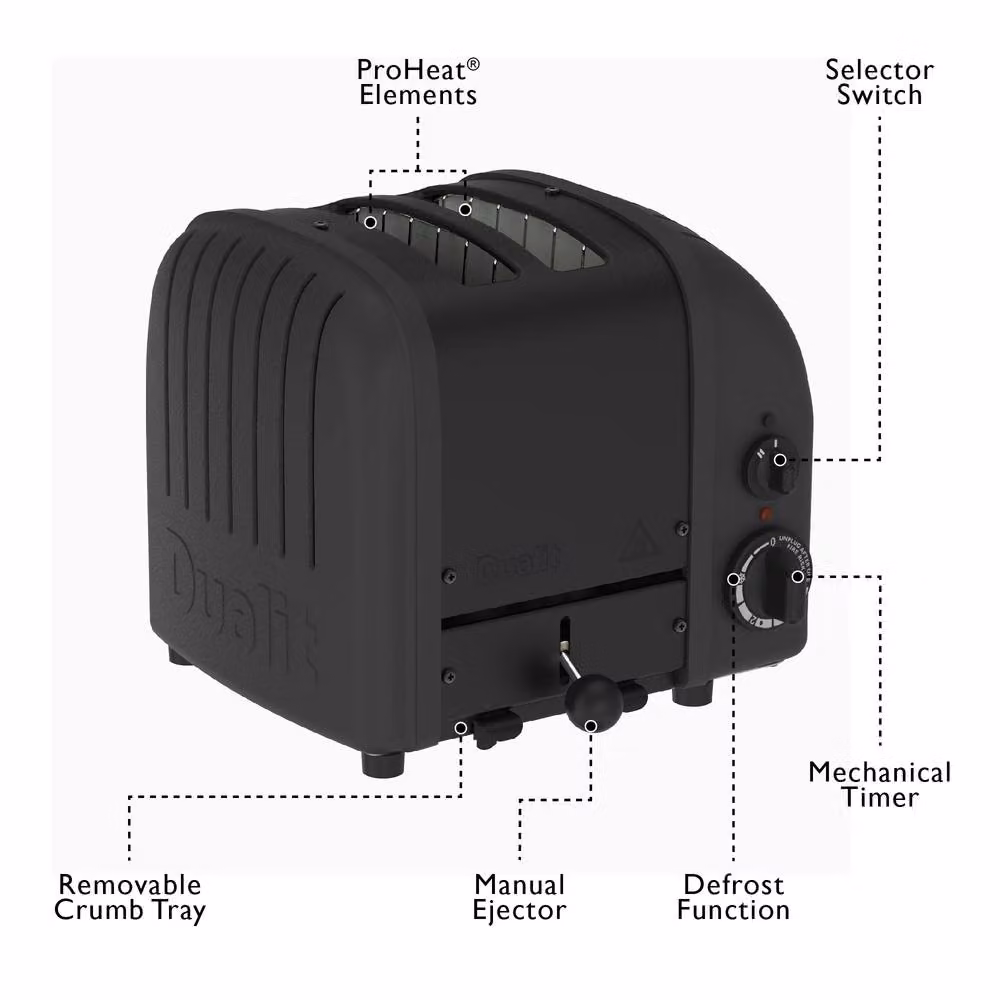 Dualit Stealth 2 Slot Toaster in Black with Timer – 5