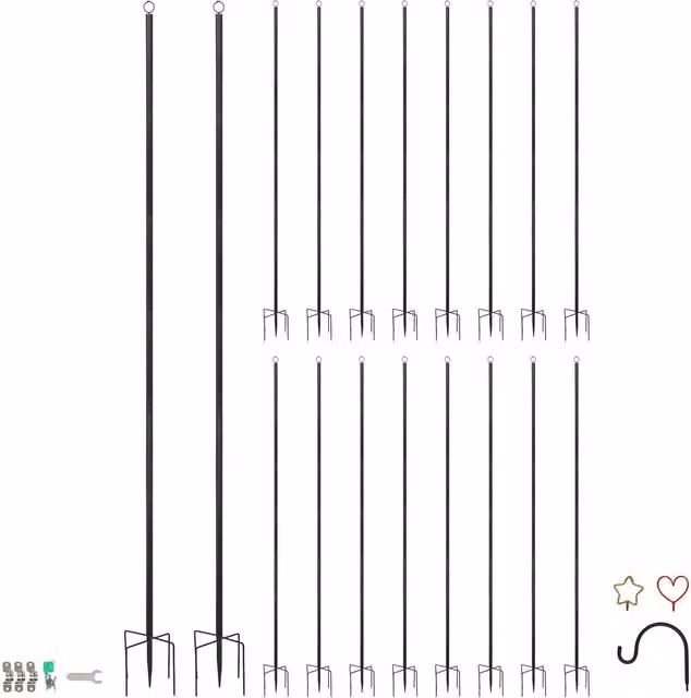 Harbour Housewares Black Metal Outdoor Wall Festoon Pole