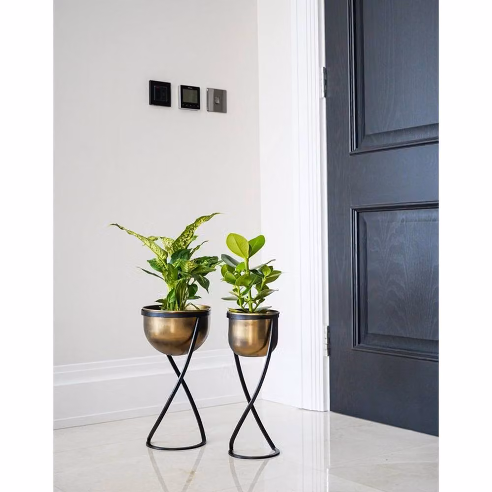 Lemon Pavilion Kensington Round Indoor Planter on Stand in Bronze and Gold, W: 14 cm, D: 14 cm, H: 42 cm – 3