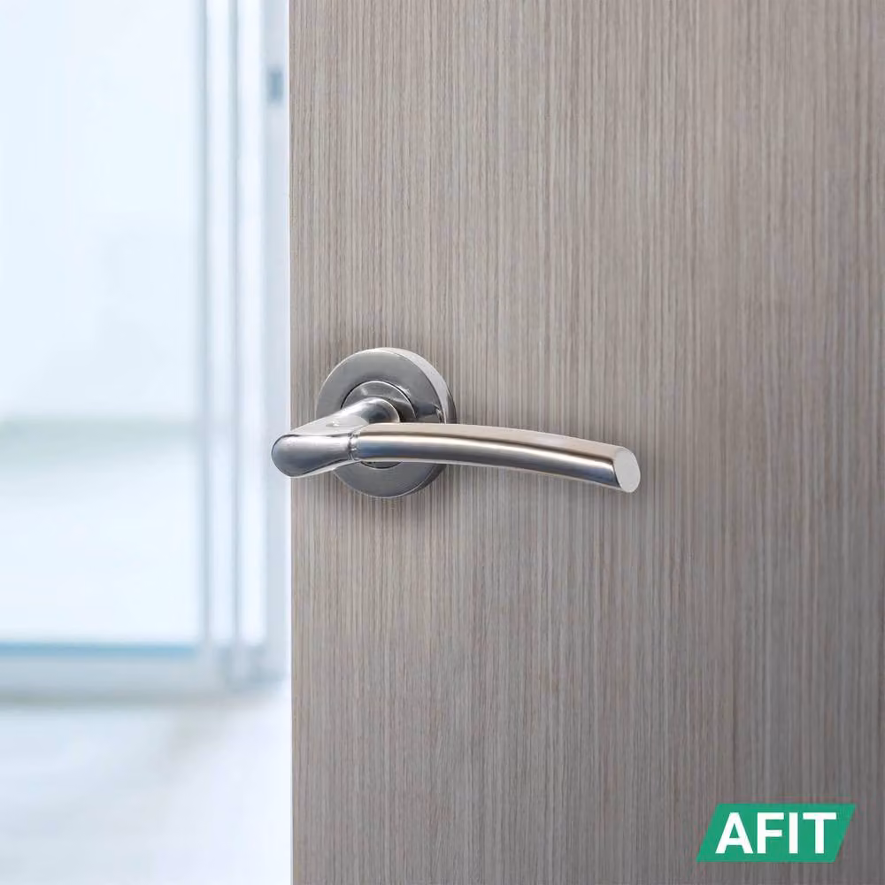 AFIT Chrome Door Handle Pack of 3, Satin Nickel Feature Lever in Silver – 3