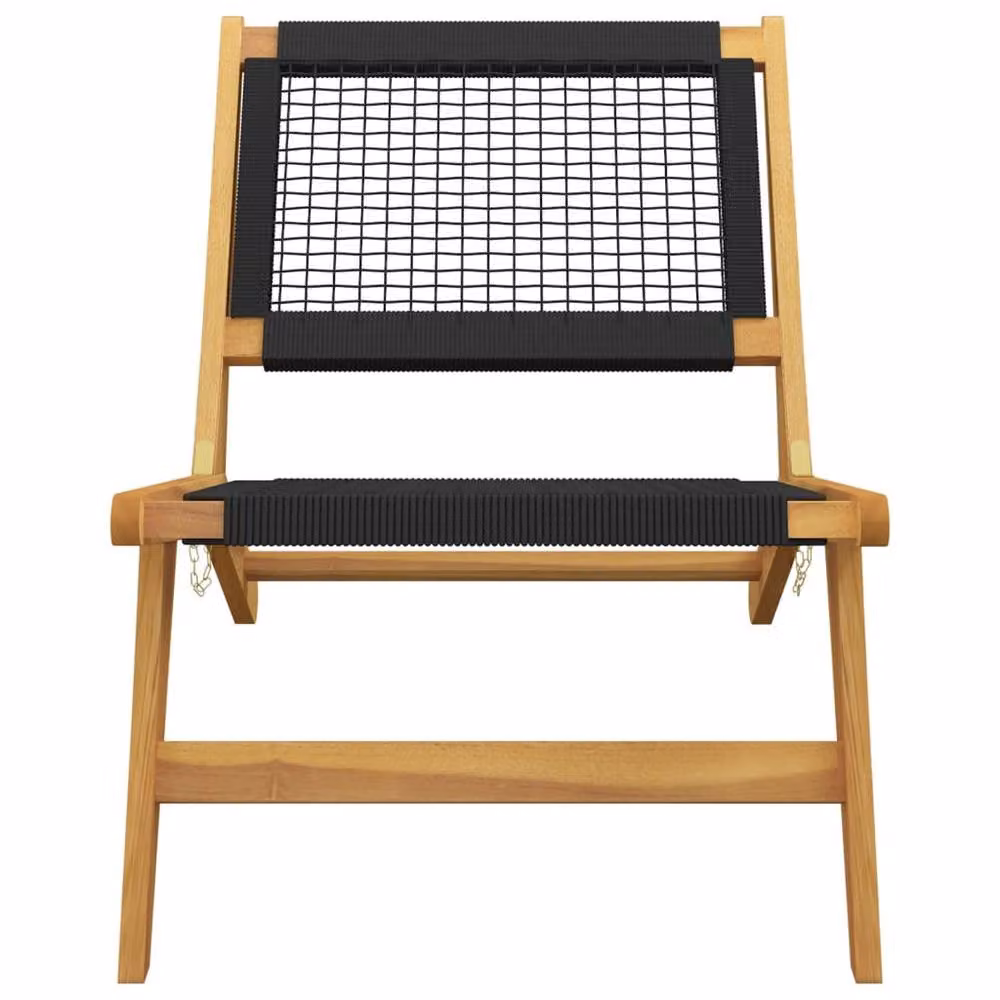 Berkfield Home Beautiful Garden Lounge Chair with Ottoman, Solid Teak Wood and UV-Resistant Polyester, Brown and Black – 4