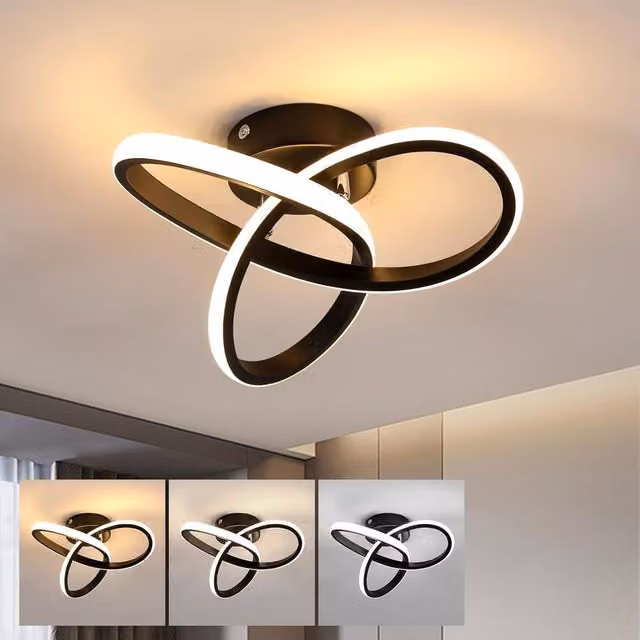 Goeco Modern Dimmable LED Ceiling Light, Black, 22W, 2500LM, Diameter: 25 cm