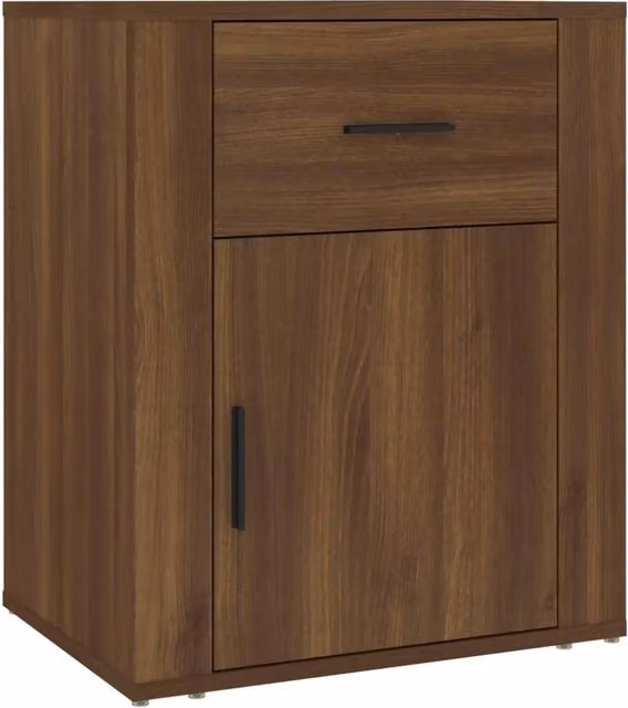 Berkfield Home Brown Oak Bedside Cabinet, W: 50 cm, D: 36 cm, H: 60 cm