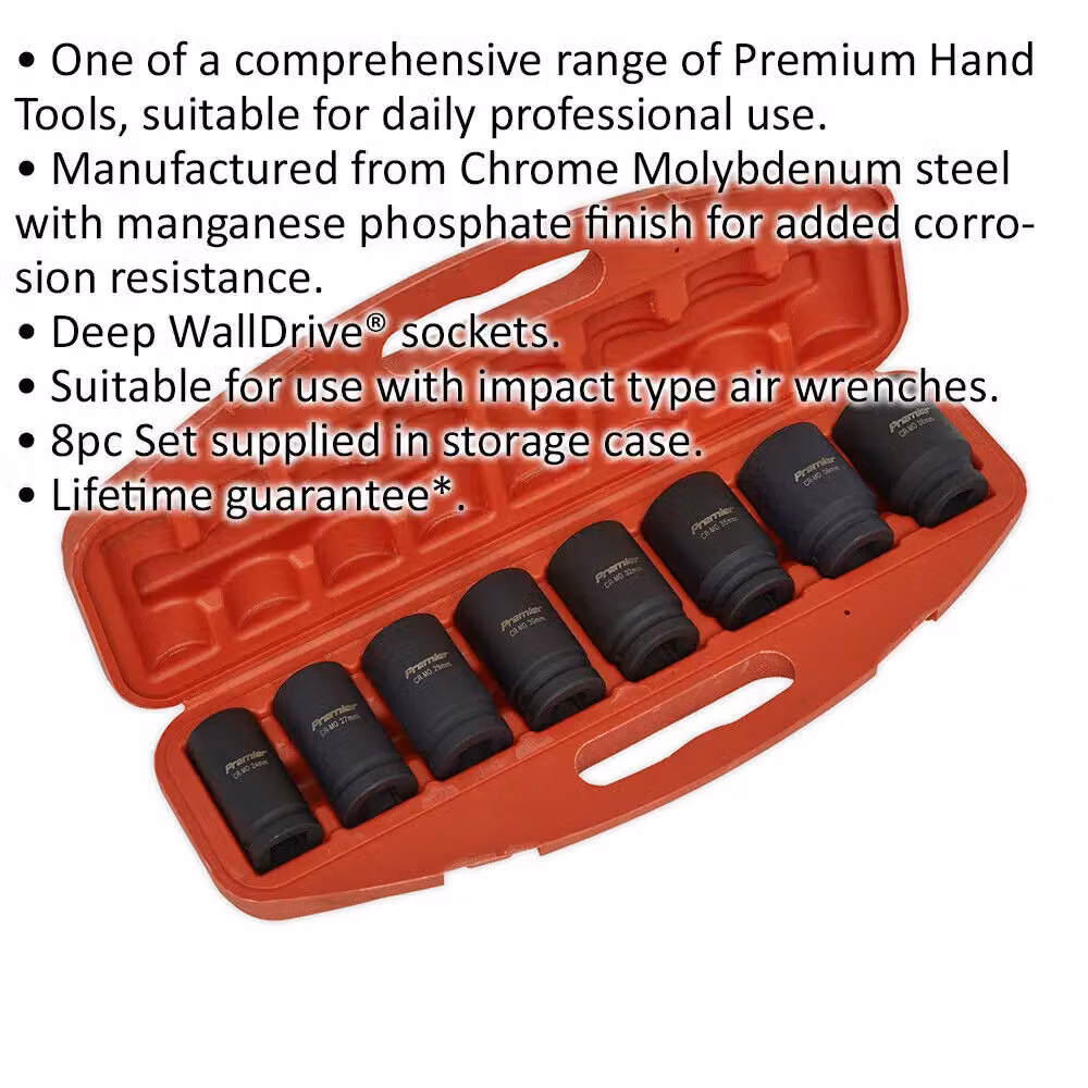 Loops 8pc Metric Deep Impact Socket Set with 3/4 inch Square Drive and Storage Case in Multicolour – 2