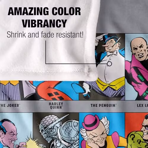 Warner Bros. Justice League DC Villain Panels Super Soft Fleece Throw Blanket, Multicolour, W: 91 cm, D: 147 cm – 3