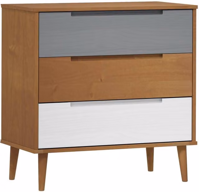 Berkfield Home MOLDE Drawer Cabinet in Brown Solid Wood Pine, W/D/H: 80 x 40 x 80 cm