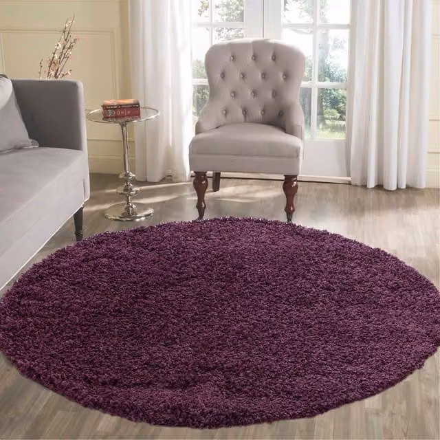 Desire Rugs Plain Fluffy Shaggy Area Rug, Purple, W/D: 120 x 120 cm