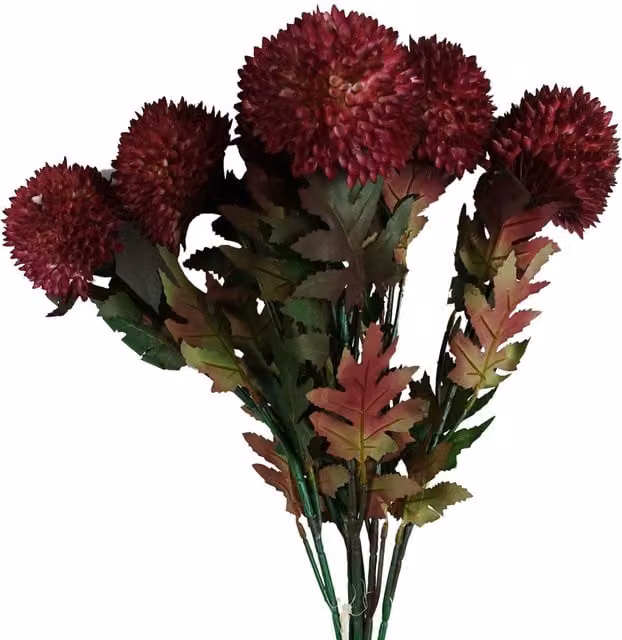 Leaf Pack of 6 Pink Large Ball Dahlia Artificial Flower Stems, Height: 70 cm – 1