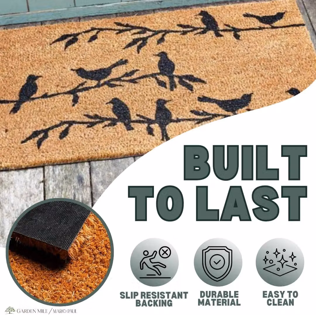 Marco Paul Bird Song Non Slip Coir Door Mat, Multicolour, W: 75.0 cm, D: 45.0 cm – 5