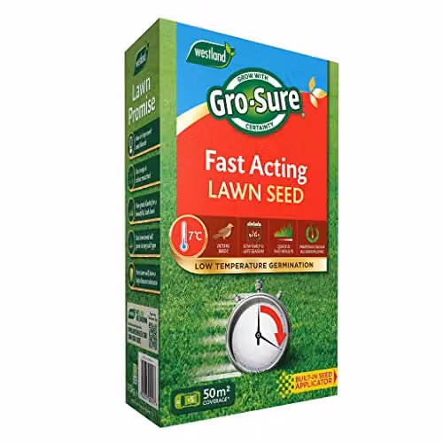 Gro-sure Fast Acting Pelleted Lawn Grass Seed, 1.5 kg, Covers 50 m2