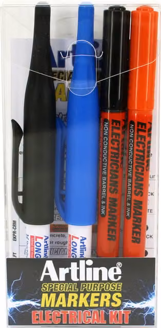 Artline Pack of 4 Assorted Fine Tip Permanent Ink Markers in Black, Orange, Blue and Multicolour