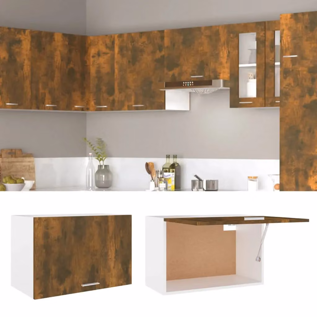 Berkfield Home Smoked Oak Hanging Kitchen Cabinet in Brown, W/D/H: 60 x 31 x 40 cm – 2