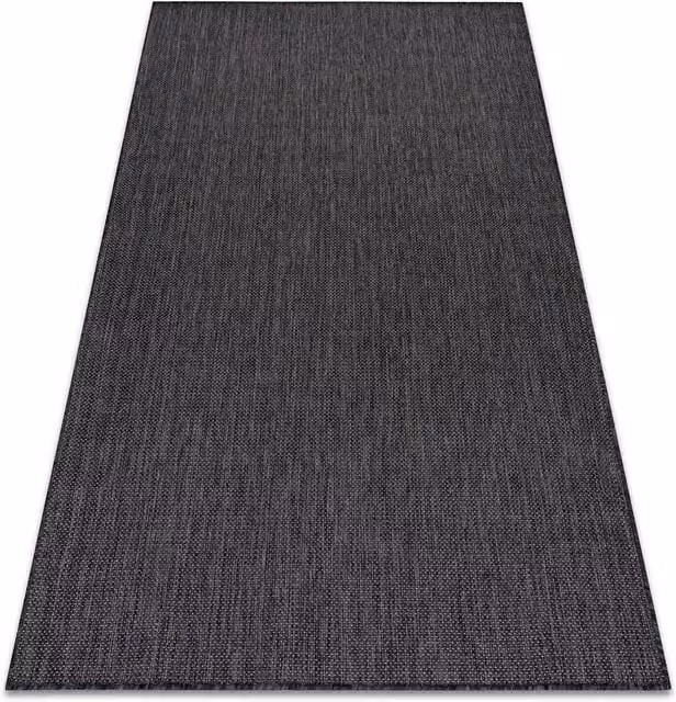 RugsX Sion Black Plain Rectangular Flat Weave Rug, W: 60 cm x L: 100 cm