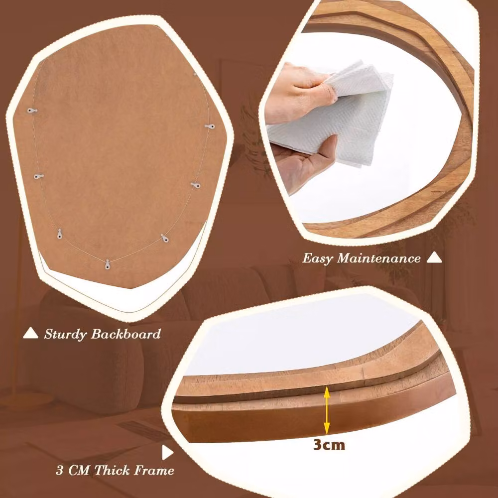 Costway Irregular Framed Wall Mirror in Brown for Makeup and Decoration – 4