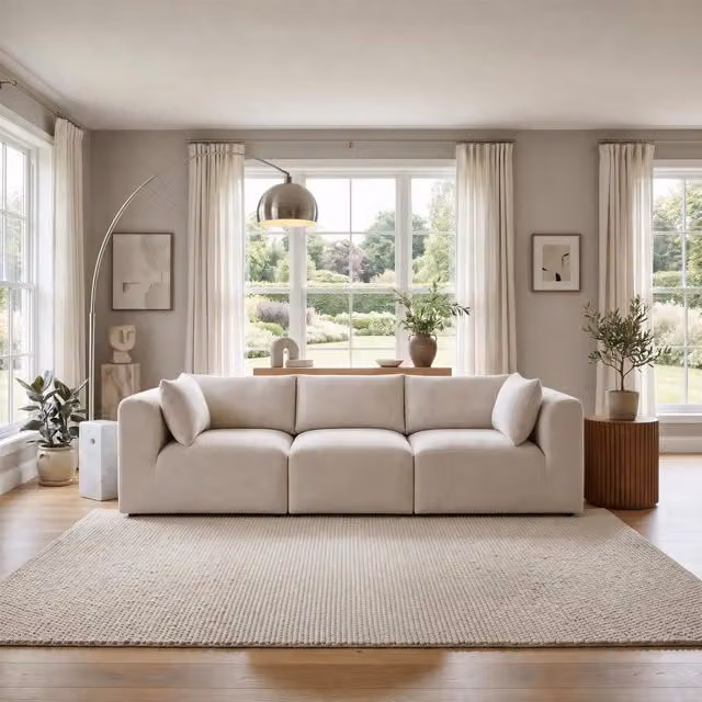 Furniturebox UK Drift 3 Seater Modular Sofa in Cream Boucle Fabric