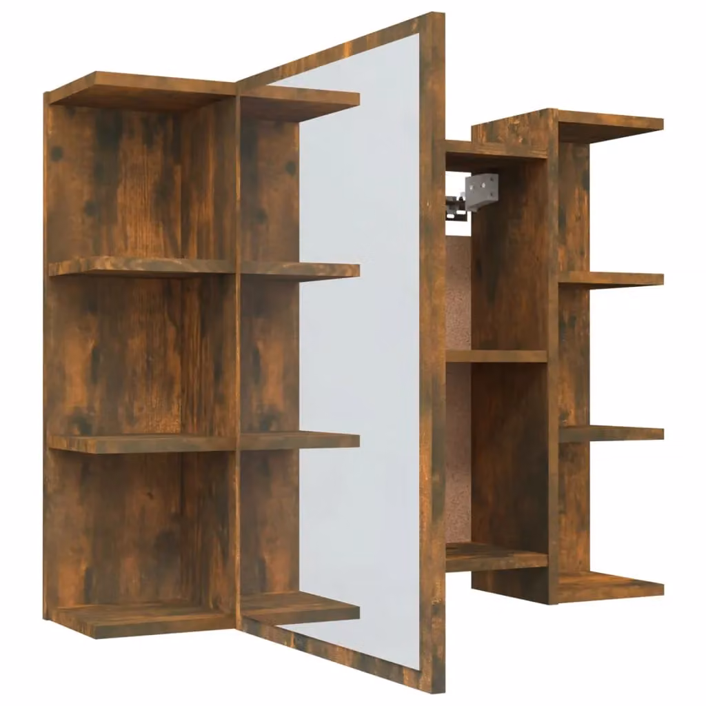 Berkfield Home Smoked Oak Bathroom Mirror Cabinet, Brown, W/D/H: 80 x 20.5 x 64 cm – 2