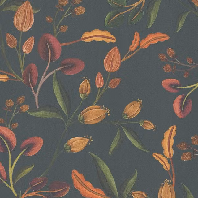 I Love Wallpaper Meadow Muse Botanical Floral Wallpaper Sample in Charcoal Grey