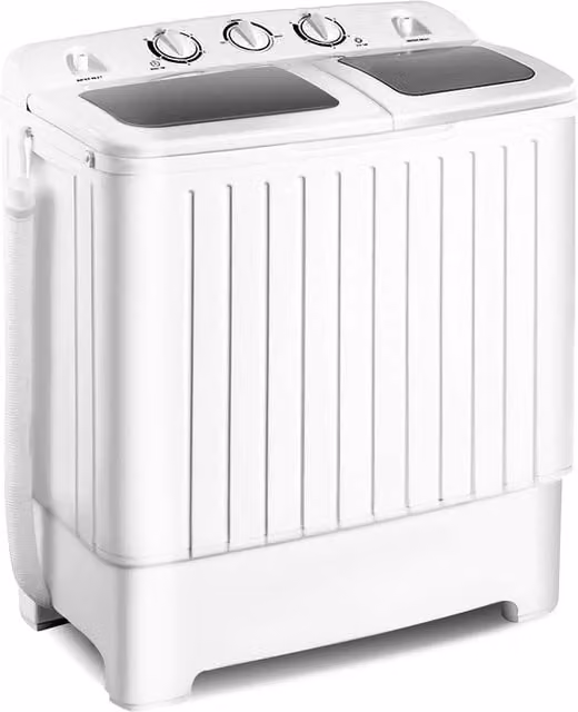 Gymax Twin Tub Top Loader Washing Machine, Grey and White – 1