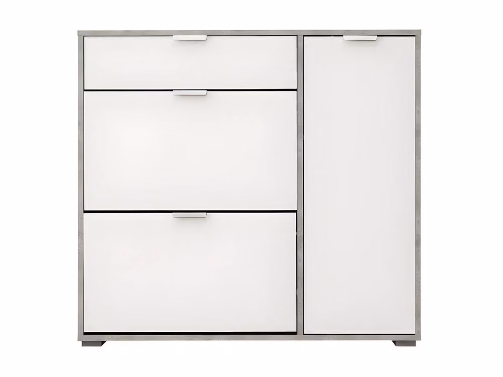 Vente-unique Modern Shoe Cabinet in White and Grey with Tilting Compartments and Internal Shelves – 2