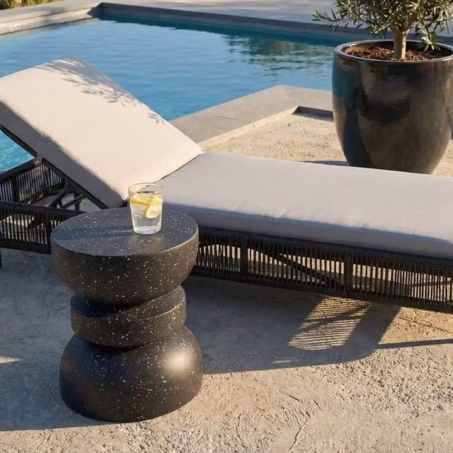 Wyld and Coco Black Terrazzo Hourglass Side Table