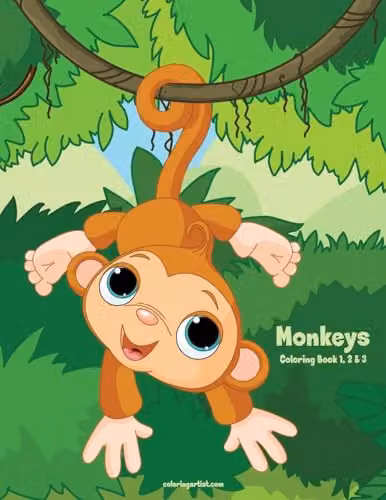 Monkeys Coloring Book 1, 2 & 3 by Createspace, Multicolour Childrens Paper Book