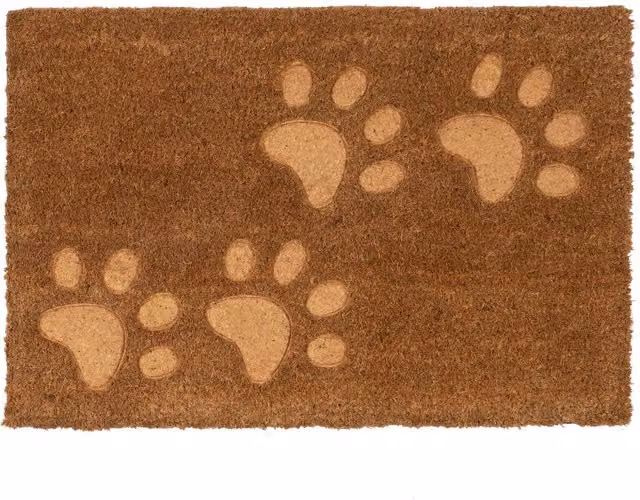 Nicola Spring Coir Door Mat with Embossed Paw Prints, Brown, W/D: 60 x 40 cm – 6