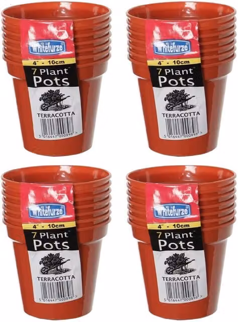 Whitefurze 7 Plastic Seed Germination Pots in Terracotta Colour, Diameter: 10 cm