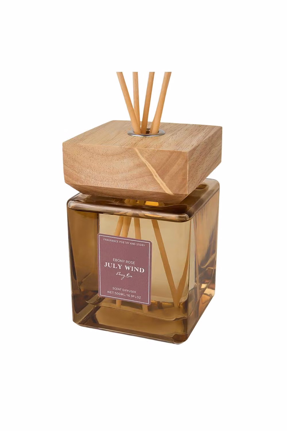 Living and Home Woody Scent Reed Diffuser Set, 500ml, Amber Glass – 2