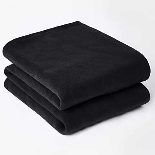 Dreamscene Black Plain Fleece Throw Blanket, W/D/H: 150 x 200 cm