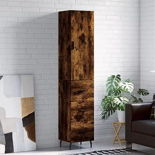 vidaXL Modern Highboard in Smoked Oak, W/D/H: 34.5 x 34 x 180 cm – 2