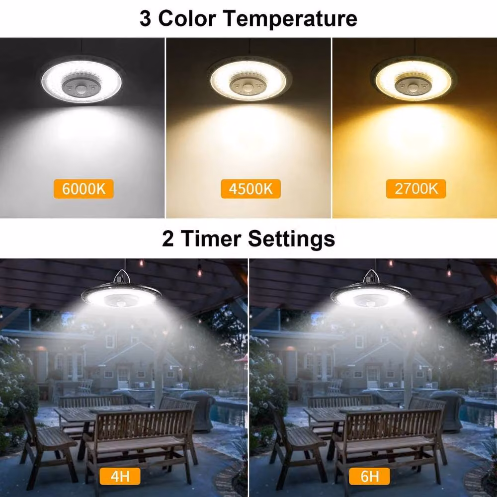 VOGREX Solar Powered LED Hanging Pendant Light with Motion Sensor and Remote Control, Black – 2