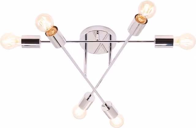 Happy Homewares Industrial Style Silver Metal Ceiling Light with Transparent Shades – 1