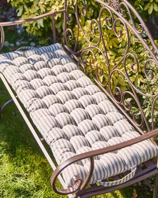Dibor Grey Striped Summer Outdoor Garden Bench Cushion, Large, W: 45 cm, L: 100 cm – 1