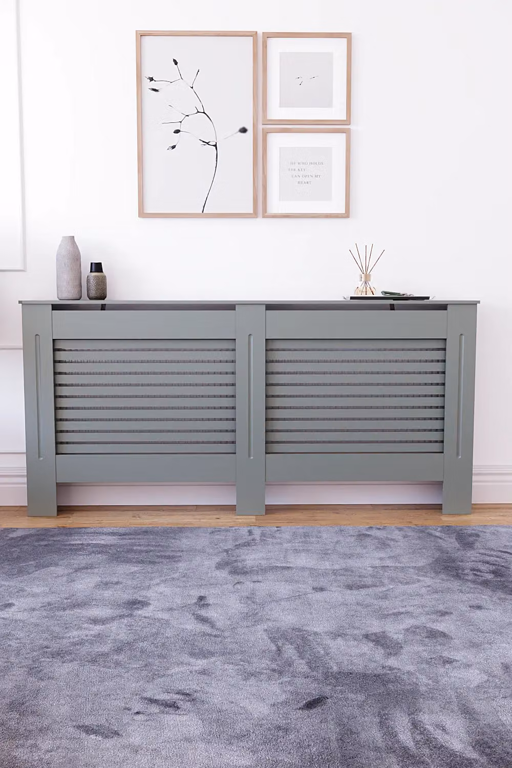 Vida Designs Milton Radiator Cover in Grey MDF, W/D/H: 82.0 x 172.0 x 19.0 cm – 3